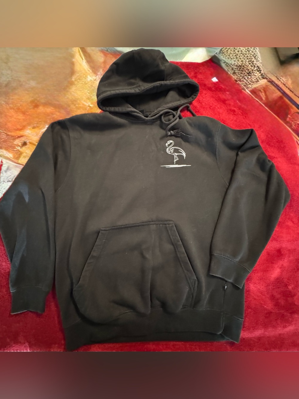 Black Women's Hoodie with Flamingo Graphic